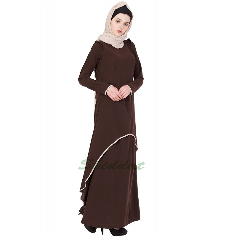 Abaya dress online in India- Coffee Brown abaya in Kashiboo Fabric